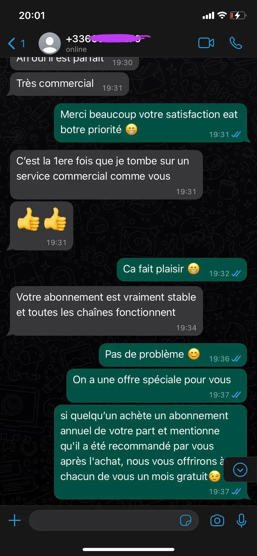Avis client WhatsApp IPTV Smarters Pro France — satisfaction service