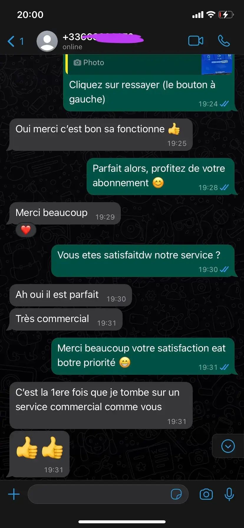 Avis WhatsApp IPTV Smarters Pro — qualité 4K confirmée par client